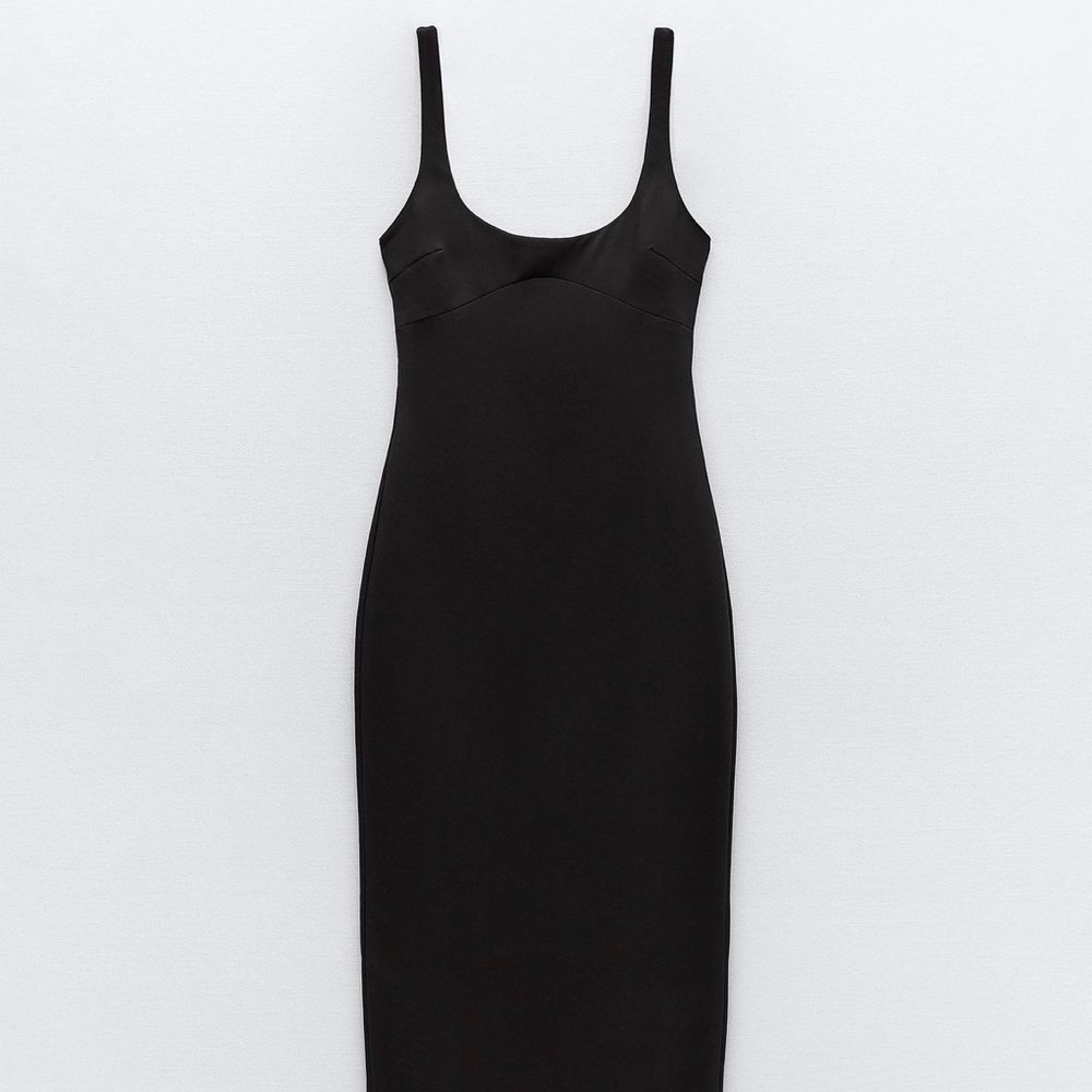 Zara Elegant Black Midi Dress